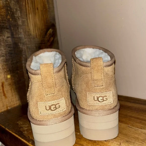 UGG Tan Suede Platform Ankle Boots - Picture 5 of 6